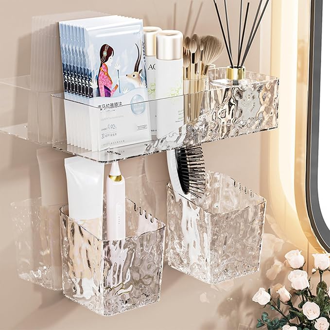 4 Pack Wall Mounted Bathroom Caddy Organizer, Adhesive Shower Shelf - Image 5