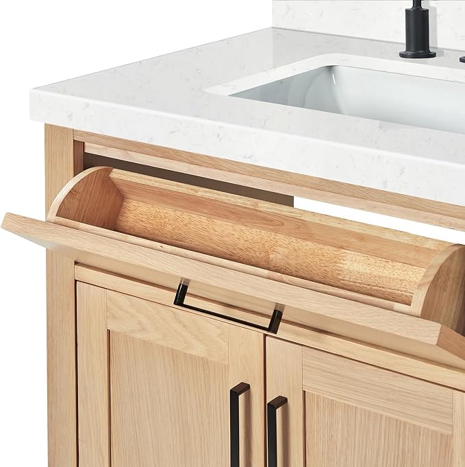 ARIEL Double Bathroom Vanity 72" Inch Oak - Image 9
