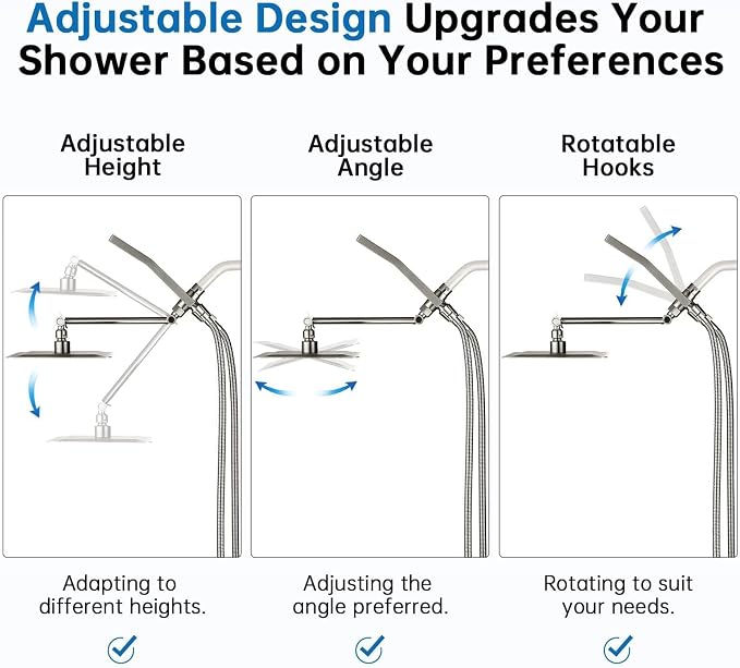 G-Promise All Metal 10" Dual Square Shower Head Combo | Rain Shower Head | - Image 9