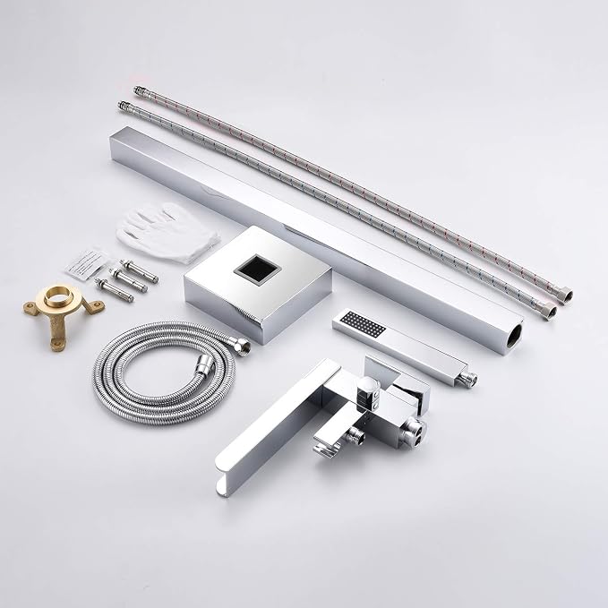 Freestanding Tub Filler Waterfall Bathtub Faucet Chrome Floor Mount Brass - Image 7