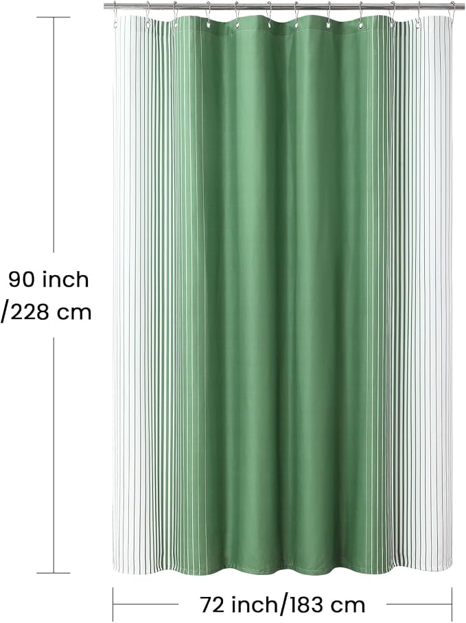 90 Inch Green Shower Curtain, Extra Long Sage Green and White Gradient Vertical - Image 6