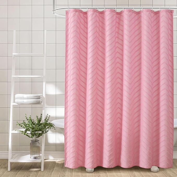 Pink Boho Shower Curtain Woven Fabric Cute Shower Curtain Modern Farmhouse - Image 7