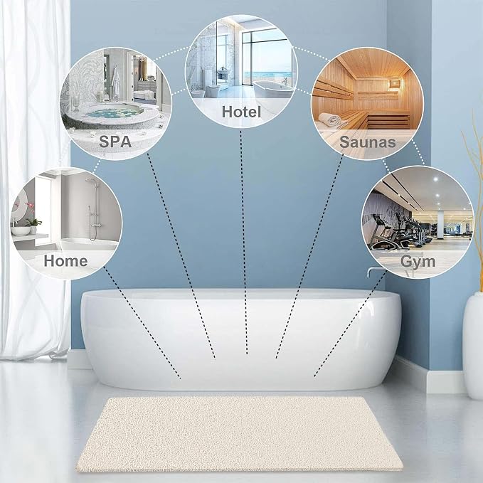 godehone Shower Mats Non Slip Without Suction Cups, PVC Loofah Bathroom Mats - Image 6