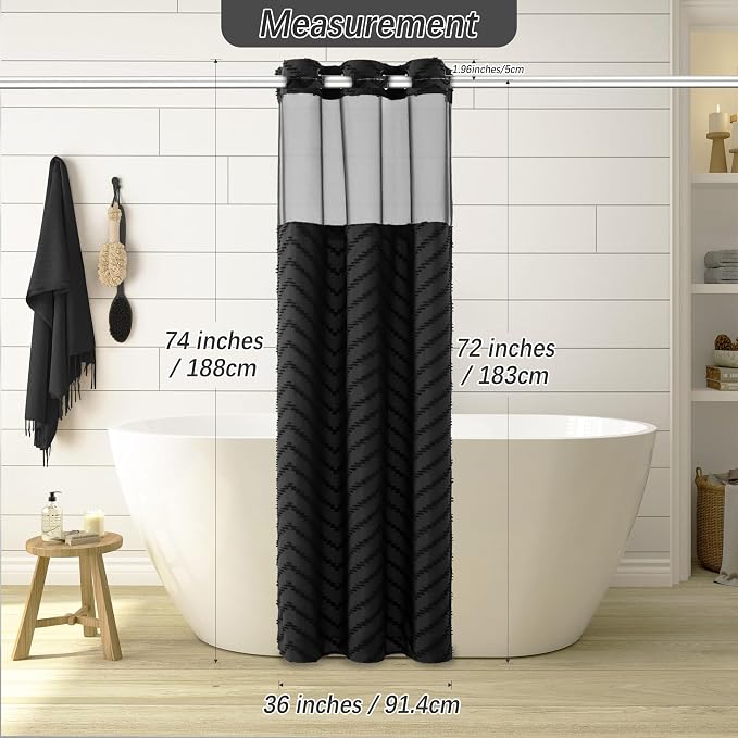 No Hooks Stall Fabric Shower Curtain - Image 6