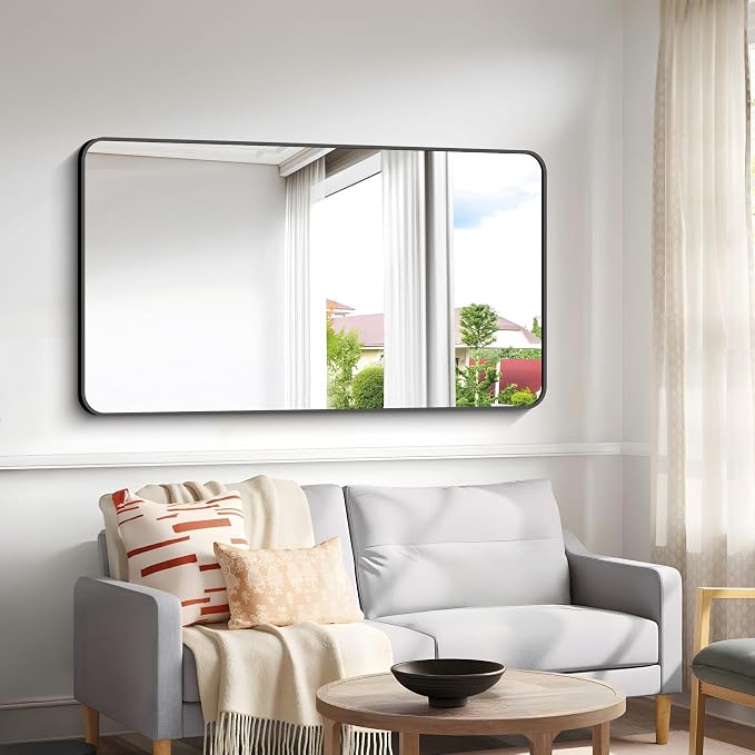 30x55 inch Bathroom Mirror, Wall Mounted Bathroom Frame Vanity Mirror - Image 8