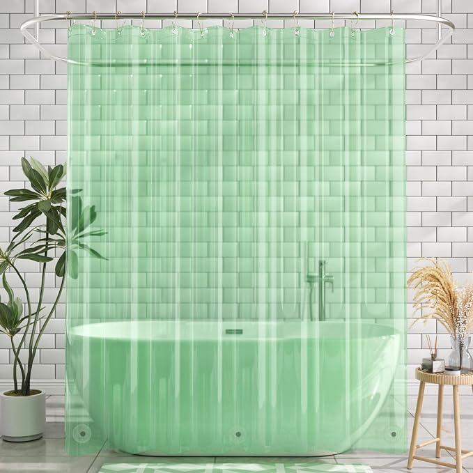 AmazerBath Shower Curtain Liner, 72x72 Transparent Mint Green Shower Liner - Image 9