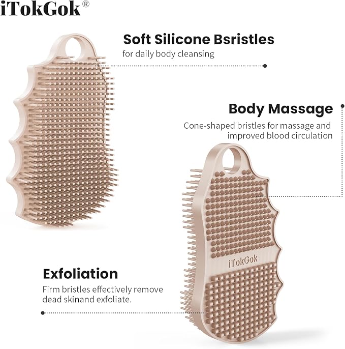 Silicone Body Scrubber Silver-Infused Dual-Sided 3-in-1 - Image 6