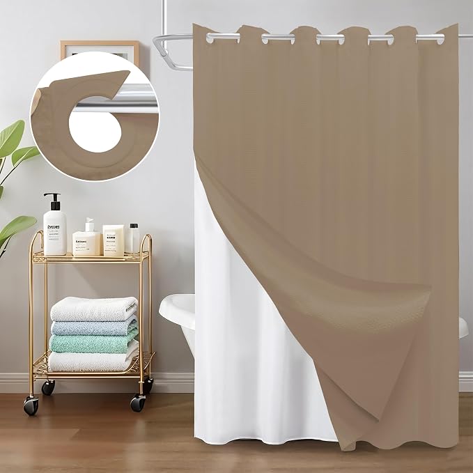 Inhousolu No Hook Waffle Weave Shower Curtain - Image 8