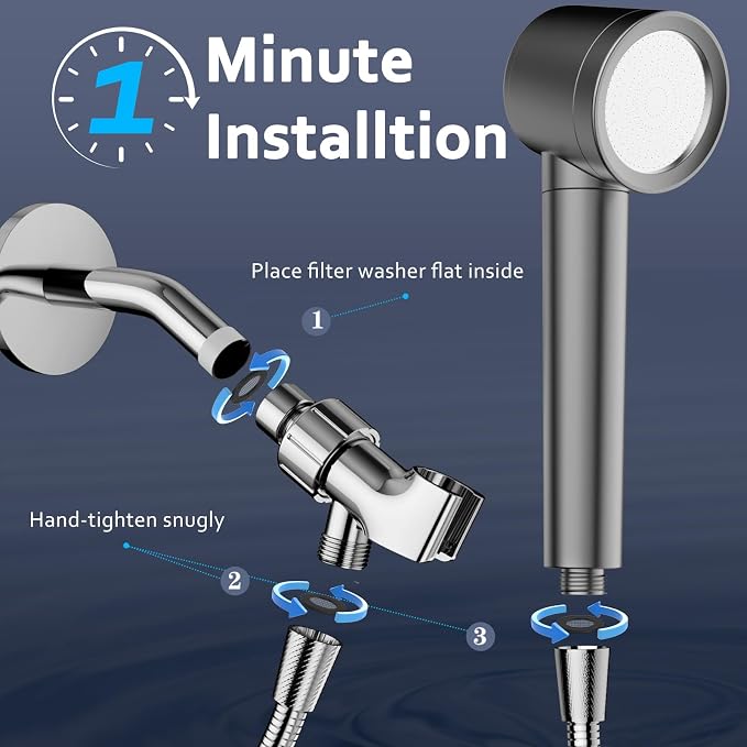 Filtered Shower Head with Handheld, High Pressure Water Flow and Multiple Spray - Image 7