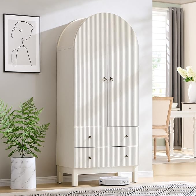 71" Tall Arched Bathroom Storage Cabinet, Modern Fluted Cabinet Storage - Image 8