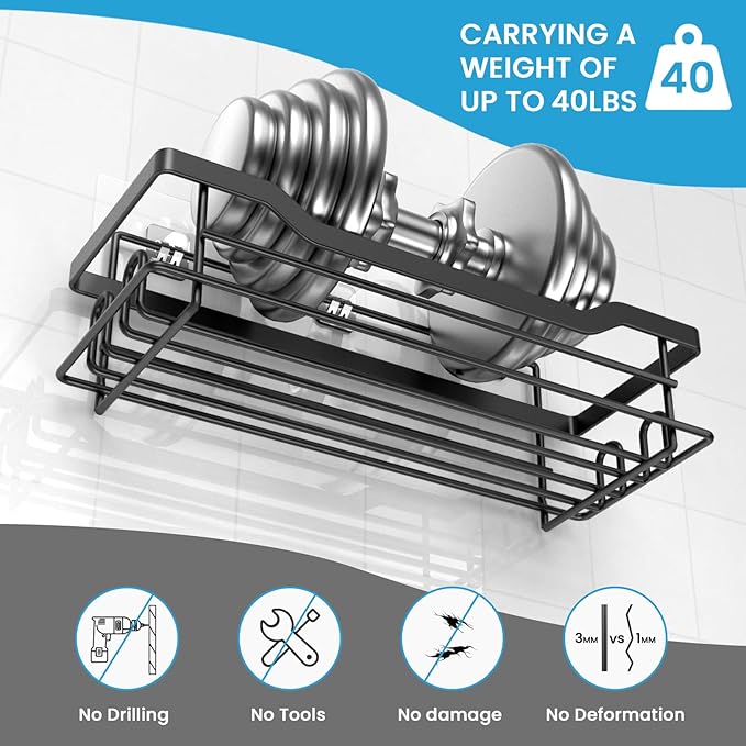 Shower Caddy Shelves Organizer Rack, Single Pack Shower Caddy, No Drilling Wall - Image 6