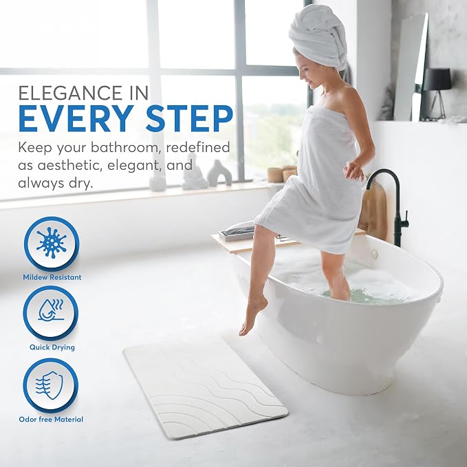 Stone Bath Mat – Quick Drying Diatomaceous Earth Bath Mat, Super Absorbent - Image 7