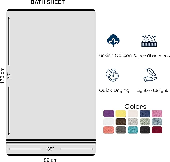 Hawmam Linen Jumbo Large Bath Sheets Towels 2 Pack Soft and Absorbent - Image 6