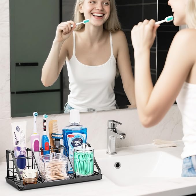 Toothbrush Holders Set with 2 Pack Qtip Holder Dispenser, Kids Electric - Image 7