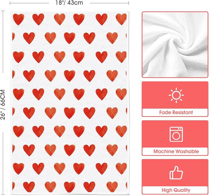 Artoid Mode Red Heart Love Valentine's Kitchen Towels Dish Towels, 18x26 Inch - Image 6