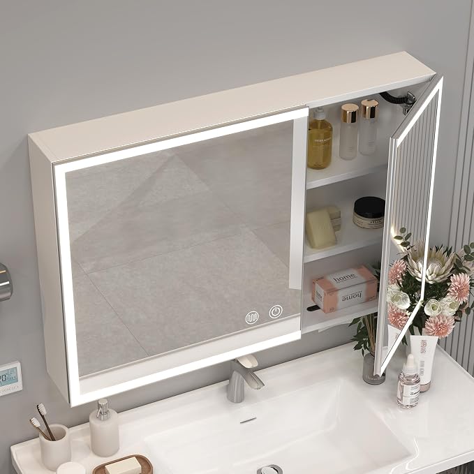 35"x24" Medicine Cabinet with Lights, LED Lighted Medicine Cabinet with Mirror - Image 9