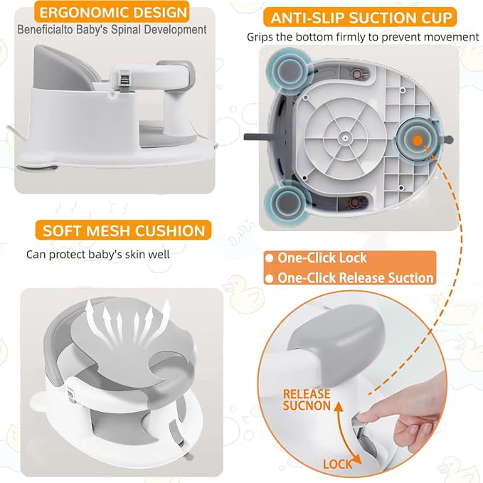 Baby Bath Seat for Babies 6 Months & Up, Toddler Bath Seats for Babies Sitting - Image 7