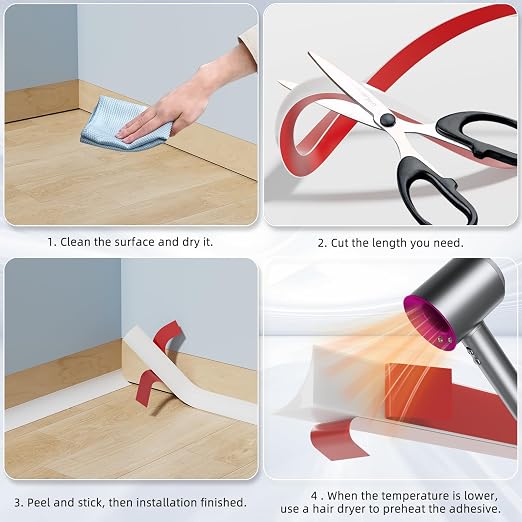 Flexible Quarter Round Molding Trim Peel and Stick 472Inch White, Small Self - Image 9