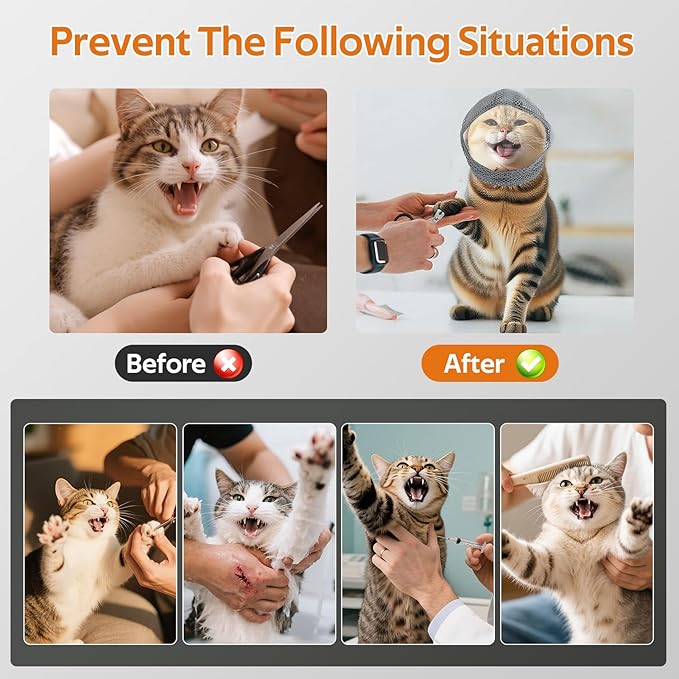 Adjustable Cat Muzzle for Grooming and Biting Prevention, Breathable TPU - Image 6