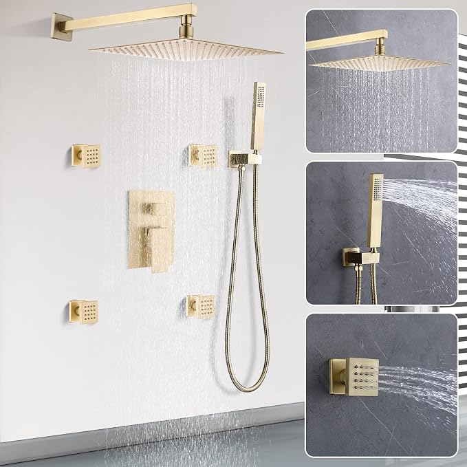 Enga Brushed Gold Rain Shower System - Image 9