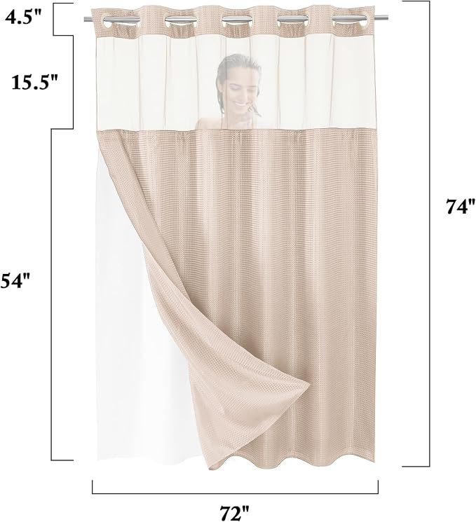 Gibelle No Hook Waffle Weave Shower Curtain - Image 7