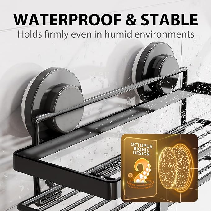 LEVERLOC 2 Pack Shower Caddy Suction Cup, Shower Shelves - Image 9
