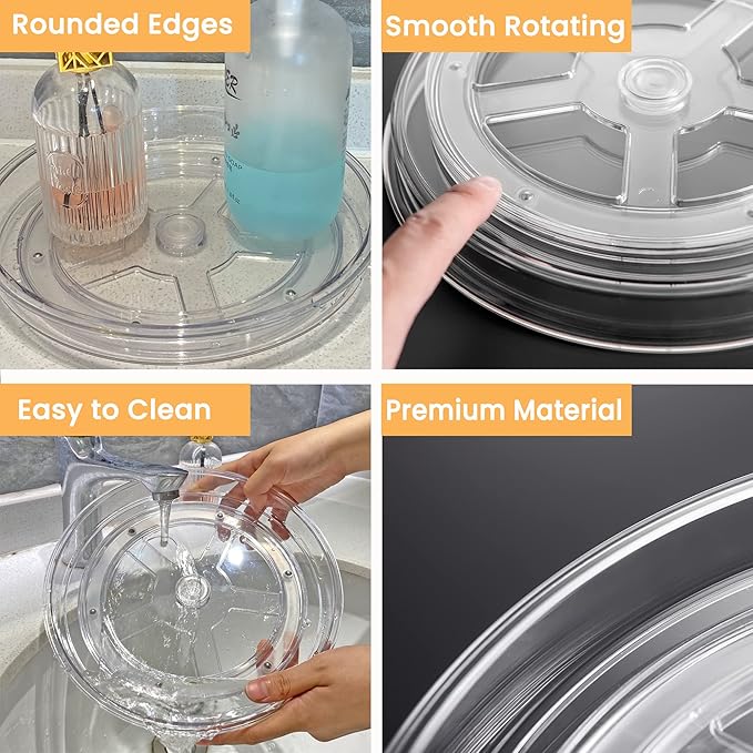 vacane Clear Lazy Susan Organizer, Non-Skid 13" Plastic Lazy Susan Turntable - Image 6