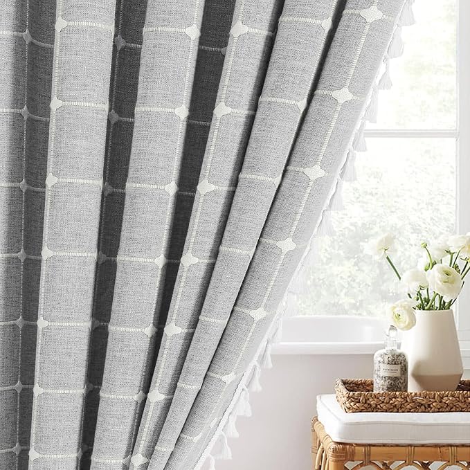 MitoVilla Grey Boho Shower Curtains - Image 7