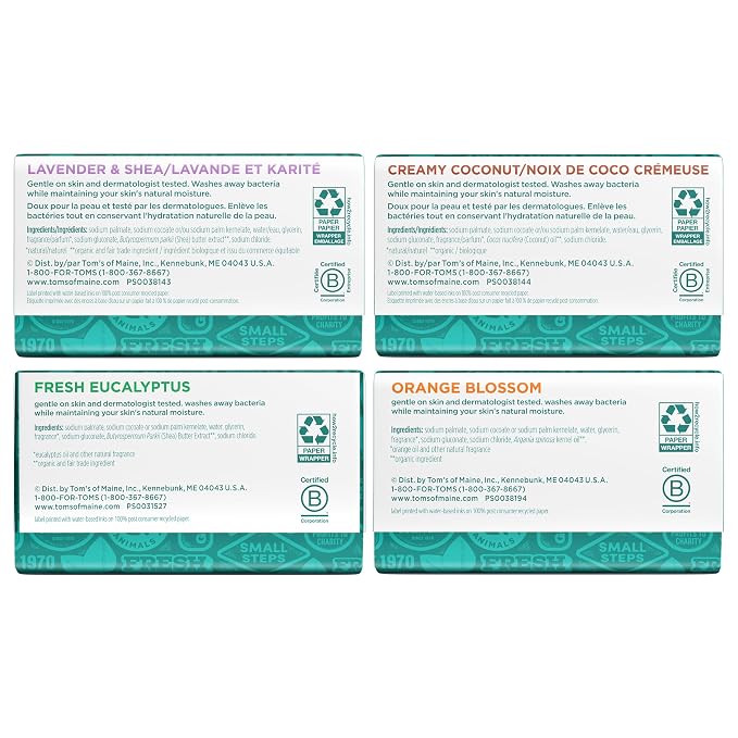 Tom’s of Maine Natural Bar Soap Variety Pack, Lavender & Shea, Creamy Coconut - Image 8