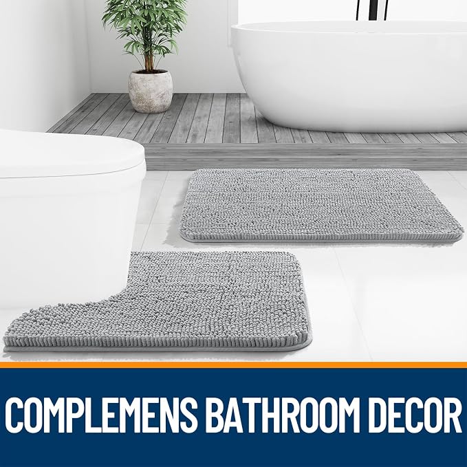 OLANLY Toilet Rugs U-Shaped 24x24, Extra Soft Absorbent Chenille Contour - Image 7