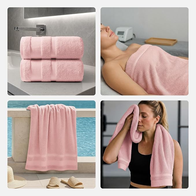 REDKISS 100% Cotton Bath Towels Set of 2, Extra Large Bath Sheets 35 X 70 Inches - Image 7