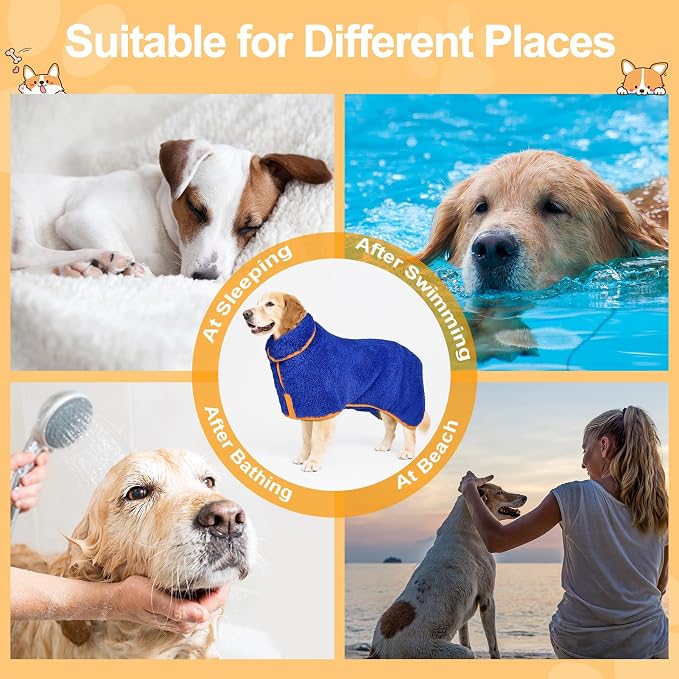Bienbee Dog Bathrobe, Quick Drying Super Absorbent Dog Robes - Image 6
