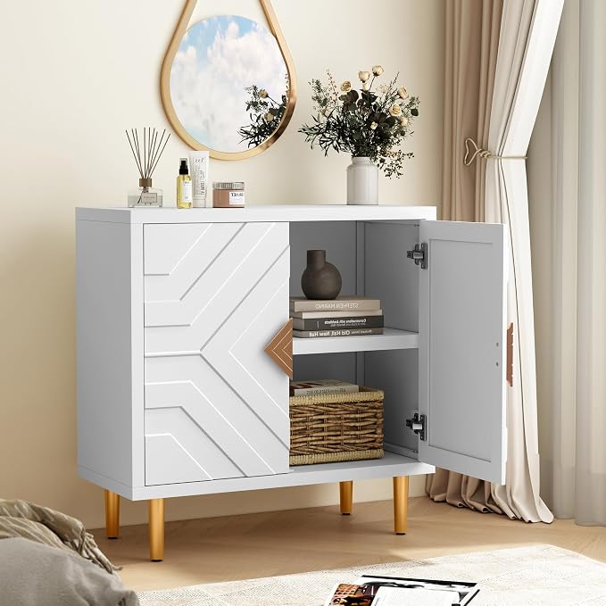 HLR Storage Cabinet with 2 Doors, Accent Cabinet with Decorative Embossed - Image 6