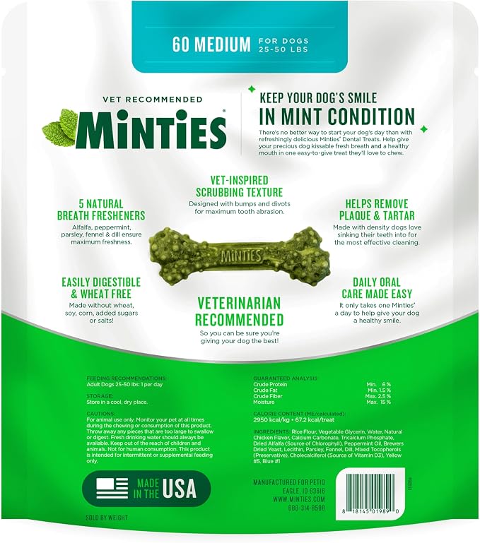 Minties Dental Chews for Dogs, Vet-Recommended Mint-Flavored Dental Dog Treats - Image 9