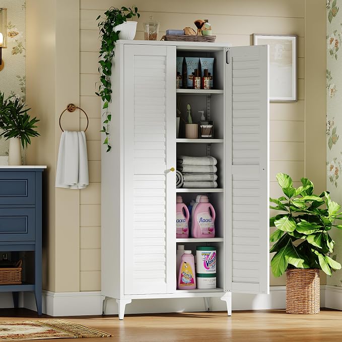 64" H Metal Pantry Cabinet, Kitchen Pantry Storage Cabinets - Image 9