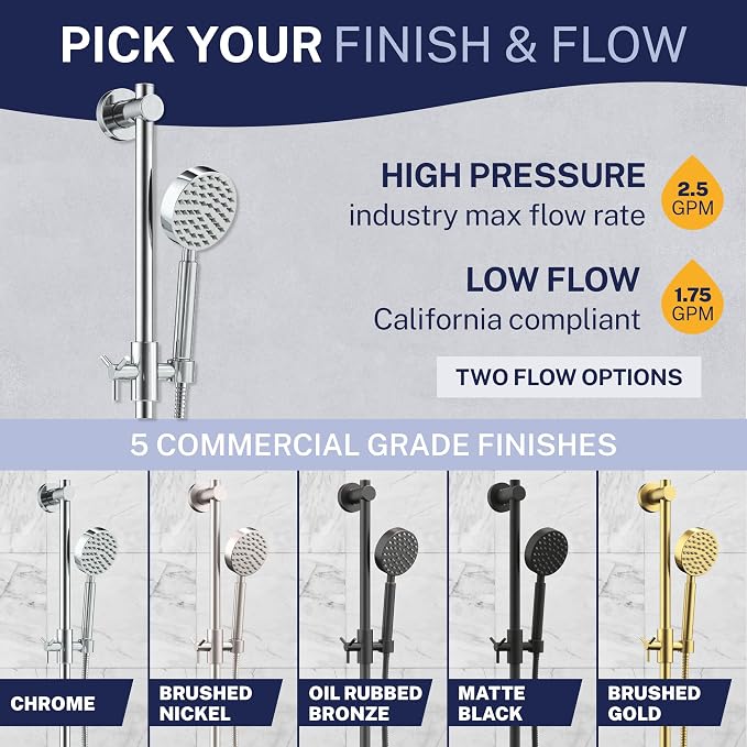 HammerHead Showers® SOLID METAL 27.5 Inch Shower Slide Bar Set and Handheld - Image 9