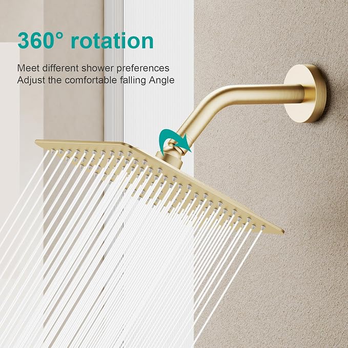 Square Rain Shower Head, High Flow Stainless Steel, Work - Image 7