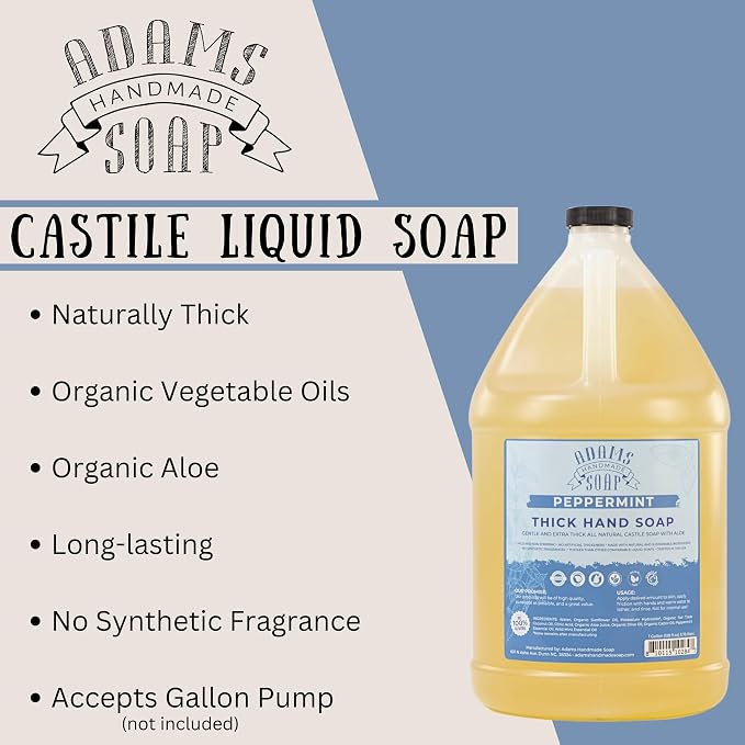 Adams Handmade Soap Thick Organic Castile Liquid Hand Soap 1 Gallon Refill - Image 3