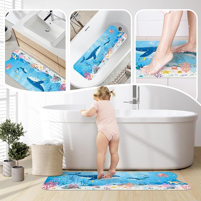 SHUCHING Baby Bath Mat for Tub Non Slip-40 X 16 Inch, Extra Long Kids Bathtub - Image 7