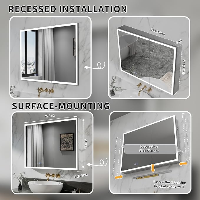 GroGro LED Lighted Bathroom Medicine Cabinet - Image 9