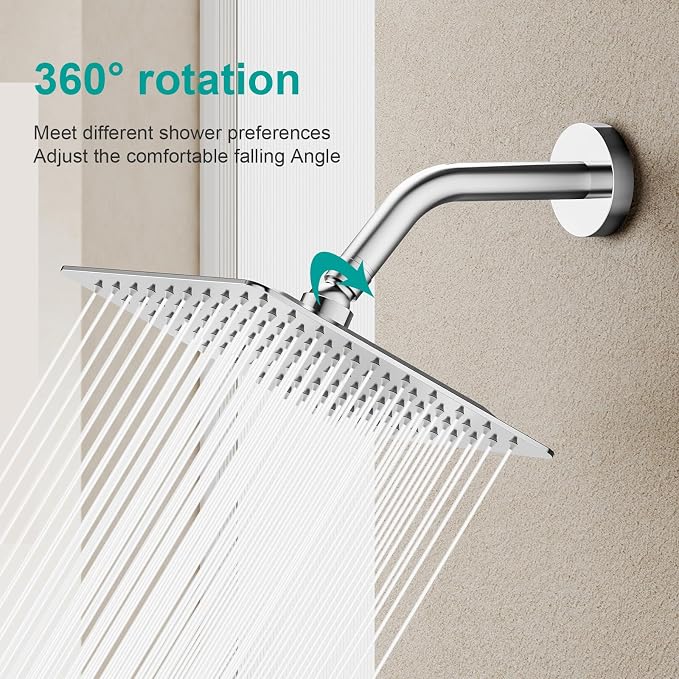 Square Rain Shower Head, High Flow Stainless Steel, Work - Image 7