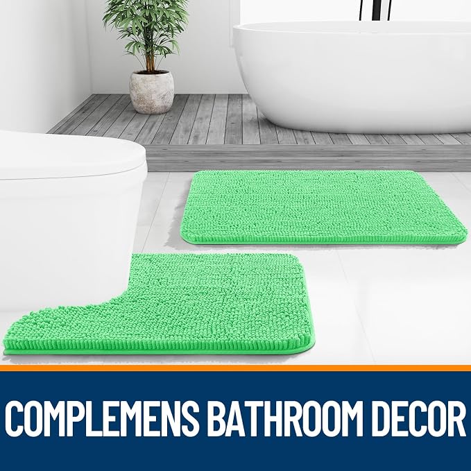 OLANLY Bathroom Rugs 24x16, Extra Soft Absorbent Chenille Bath Rugs, Rubber - Image 7