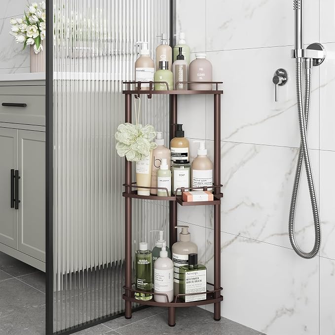 ELYKEN Corner Shower Caddy Standing, 3 Tier Rustproof Metal Shower Organizer - Image 8