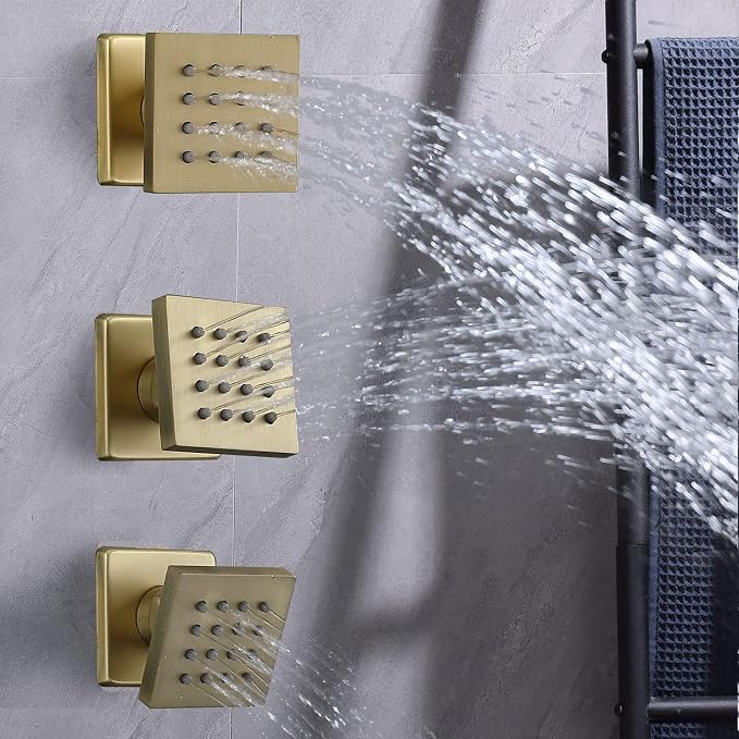 Brushed Gold Shower System Thermostatic Shower Faucet - Image 9