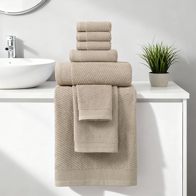 REDKISS 8-Piece Premium Towel Set, 2 Bath Towels, 2 Hand Towels, 4 Washcloths - Image 8