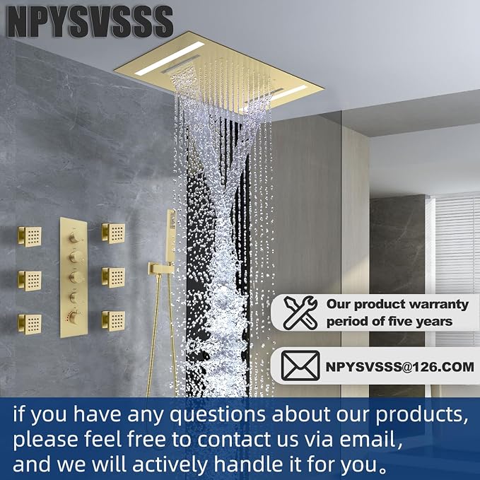 Multi Full Body Thermostatic Luxury Spa Shower System And 14x20 Inch LED 4 - Image 7