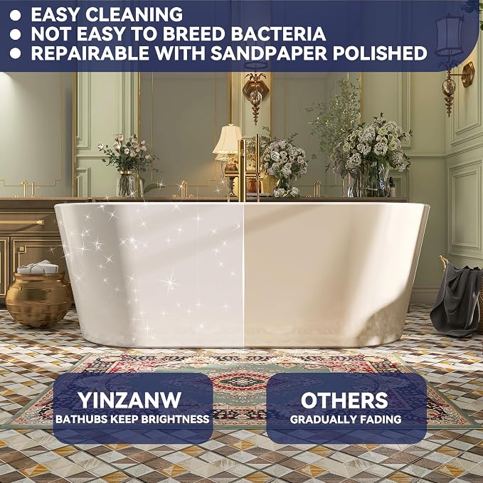 59" Acrylic Free Standing Tub, Stand Alone Tub, Freestanding Bathtub, Soaking - Image 8