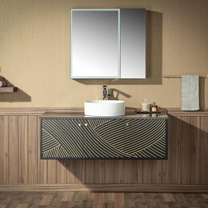 Woodbridge 48" Wall Mounted Floating Bathroom Vanity – Round Ceramic Vessel - Image 11