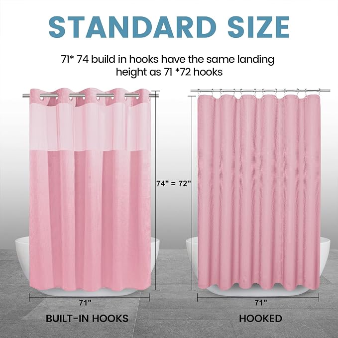 Pink Shower Curtain with Liner - Image 7
