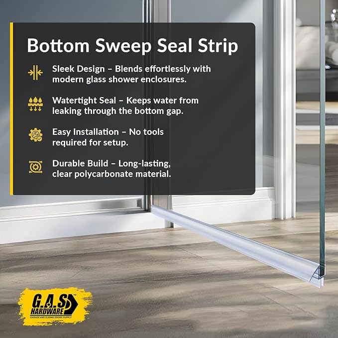 1/4" Frameless Glass Shower Door Bottom Sweep – 40" Ultra-Clear Drip Rail Seal - Image 5